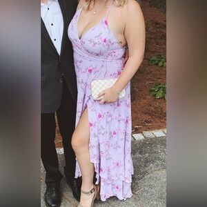 Lulus purple floral dress with corset back